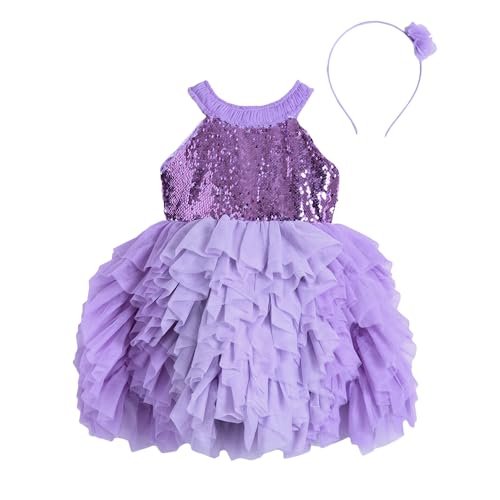 Hopscotch Girls Purple Sleeveless Sequin Embellished Dress for Age (2-3 Years)