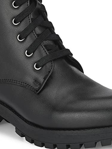 Delize Women Vegan Leather Derby Boots 63401-41 Black