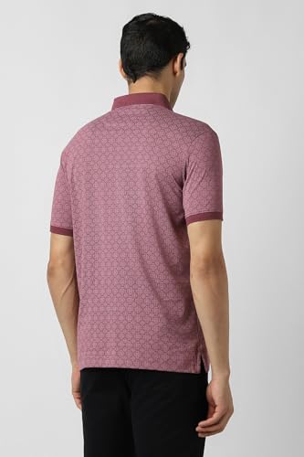 Van Heusen Men Pink Print Polo Neck T-Shirt