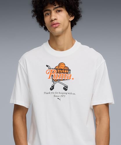 PUMA | Junior Varsity Men's Printed Basketball Cotton Tee I | White | S