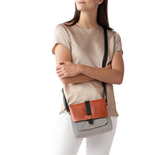 Fossil Women's Small Kinley Cross Body Fabric Bag - Black Stripe