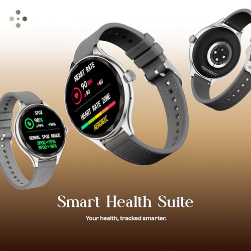 Fire-Boltt Phoenix Aura Women Smart Watch with 1.26” Diamond-Cut HD Display, Rotating Crown, Wireless Charging, Bluetooth Calling, Voice Assistant, 120+ Sports Modes - Slate Grey