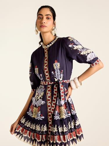 Label RITU KUMAR Navy Mariela Short Dress