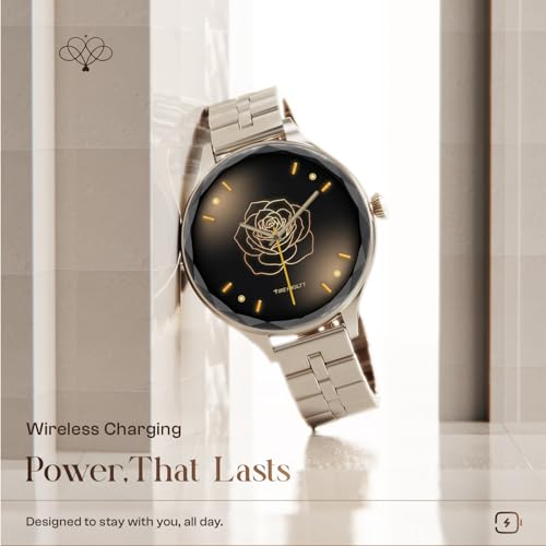 Fire-Boltt Phoenix Aura Women Smart Watch with 1.26” Diamond-Cut HD Display, Rotating Crown, Wireless Charging, Bluetooth Calling, Voice Assistant, 120+ Sports Modes - Silk Champagne
