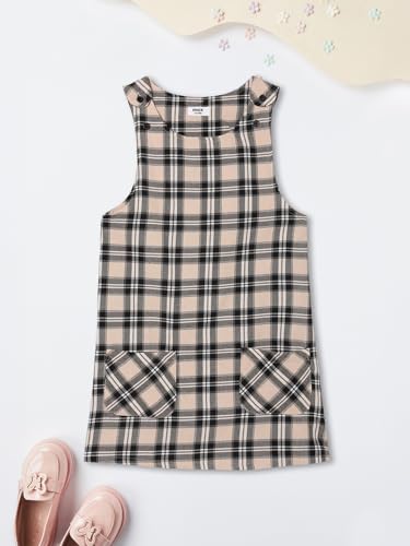 Max Girls Checked Dungaree Dress with Top (Black_2-3 Y)