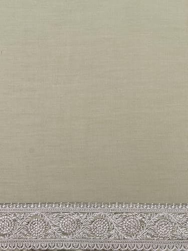 MOHEY Women's Art Silk Sequin Work, Stone Embellished Saree with Blouse Piece(Mehandi)