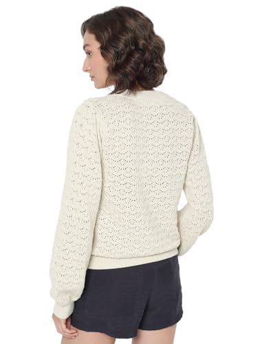 VERO MODA Women's Regular Fit White Sweater