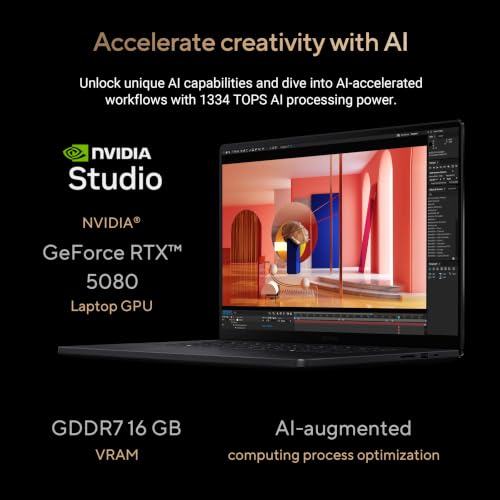 ASUS ProArt P16 (2026),AMD Ryzen AI 9 HX 370,RTX 5080-16GB,32GB RAM,1TB SSD,4K OLED,16"(40 cm),Windows 11 Home,M365 Basic(1 Year),Office 2024,Nano Black,1.95 Kg,H7606WW-SE066WS,Creator/Gaming Laptop