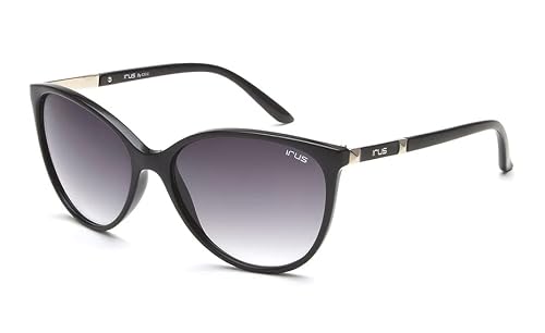 IRUS sunglasses| 100% UV protected | Gradient | Full Rim | Cat Eye | Women | Large | Shiny Black Polycarbonate Frame | Smoke Gradient Polycarbonate Lens