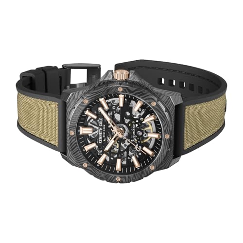 Kenneth Cole Automatic Analog Black Dial Tan Silicon Strap Watch for Men - KCWGZ0076703MNW