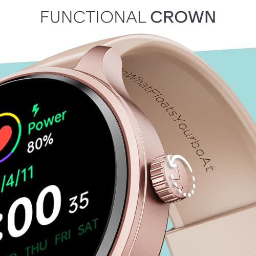 boAt Lunar Discovery Neo, 1.39" (3.5 cm) Round HD Display, Premium Metallic Finish, Animated Watchfaces, 100+ Sports Mode, Bluetooth Calling, Smart Watch for Men & Women (Cherry Blossom)