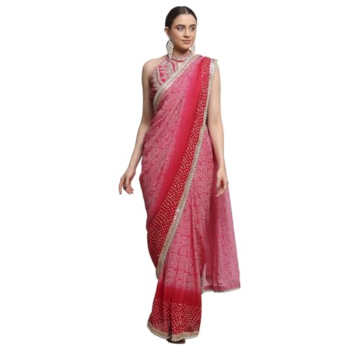 BIBA Printed Cotton Silk Regular Wedding Saree With Blouse