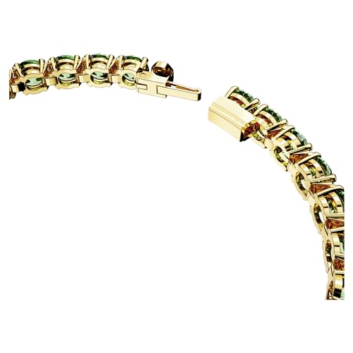 Swarovski Matrix Tennis bracelet, Round cut, Green, Gold-tone plated