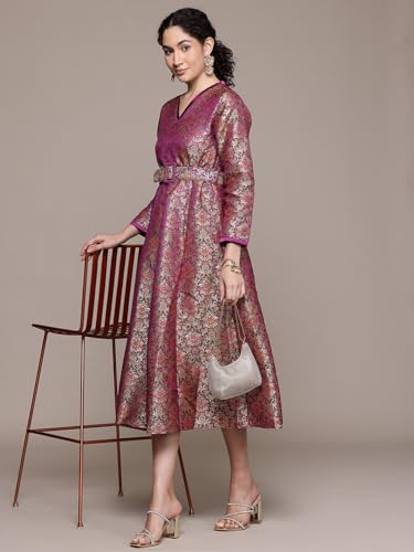 Aarke Ritu Kumar Purple Anisa Festive Brocade Long Dress