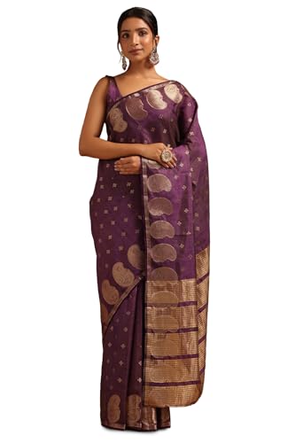 Soch Womens Wine Art Silk Zari Woven Saree