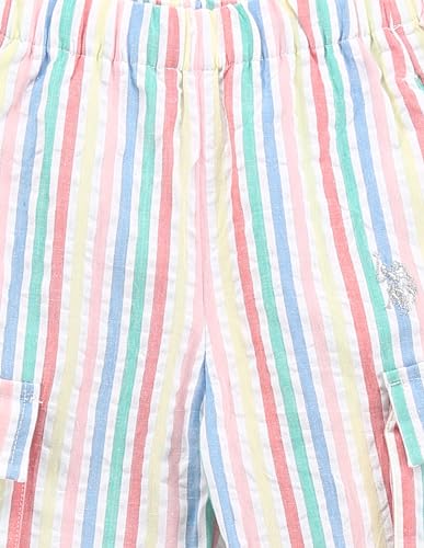 U.S. POLO ASSN. Girls Vertical Stripe Cotton Joggers White