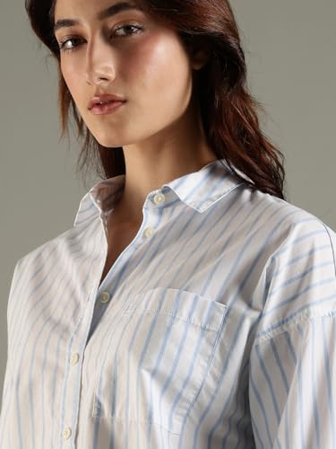 Tommy Hilfiger Striped Relaxed Fit Cotton Shirt Light-Blue