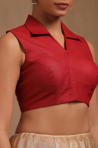 Soch Womens Maroon Linen Solid Padded Blouse