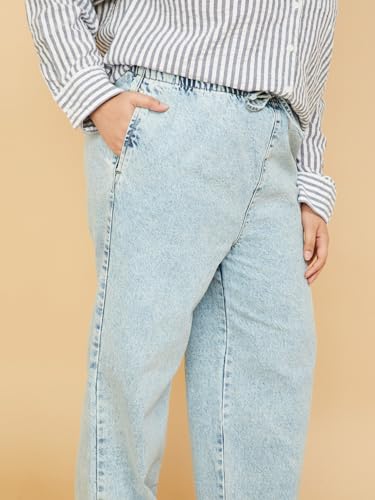 Max Women Washed Wide Leg Jeans (Blue_5XL)