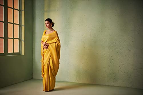 Vardha Women's Kanchipuram Art Silk Saree with Unstitched Blouse Piece - Gold Zari Woven Work Sarees for Wedding (Asya Vol.5_565)
