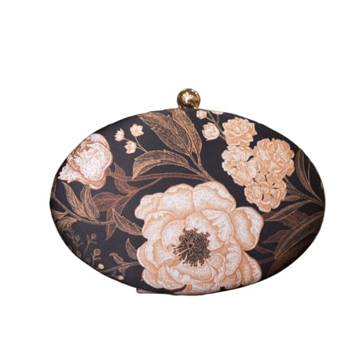 Artklim Black Floral Print Box Clutch