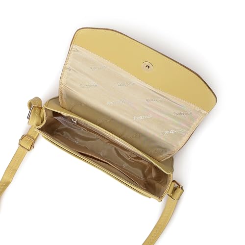 Fastrack Textured Flap Sling Bag For Women | Faux Leather Sling Bag With Magnetic Button Closure | Adjustable Shoulder Strap | Trendy Crossbody Bag For Girls | Trendy Women's Handbags