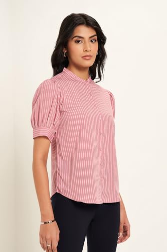 Annabelle by Pantaloons Women's Regular Fit Shirt (110159950002_Pink