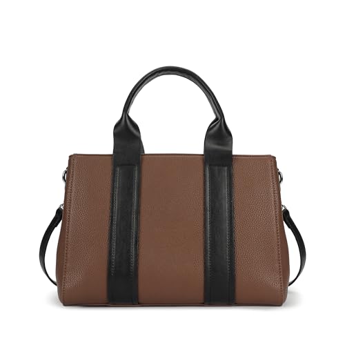 Fastrack Midnight Mocha Satchel | Women’s Pebbled Faux-Leather Satchel | Dual Compartments, Centre Zip Divider & dual carry option