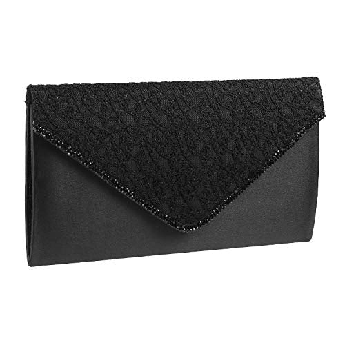 Mochi Womens Synthetic Black Envelope Clutch (One Size)