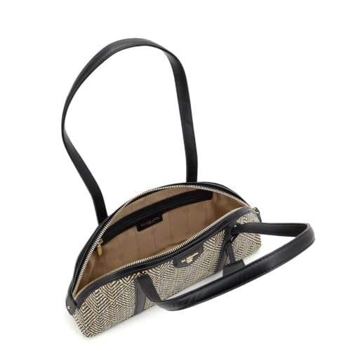 Da Milano Leather Shoulder Bag for Women - Beige & Black (LB-02223)