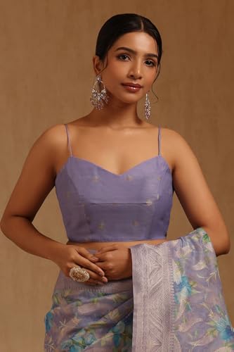 Soch Womens Lavender Chanderi Floral Zari Woven Work Saree
