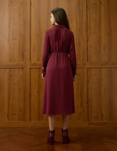 U.S. Polo ASSN. Women Solid Shirt Dress (UWAW25DRS196_Cabernet_XL)