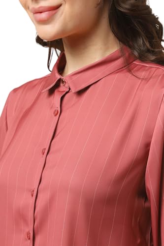 Allen Solly Women Pink Stripe Long Sleeves Shirt