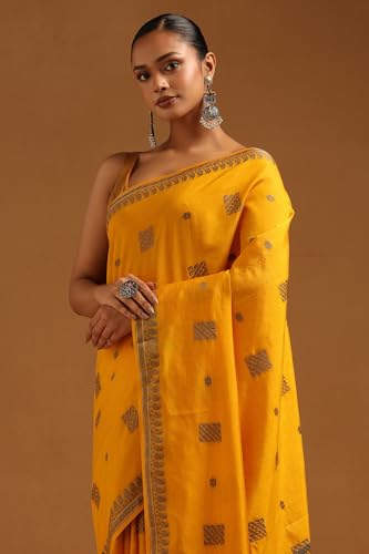 Soch Womens Yellow Art Silk Woven Design Saree
