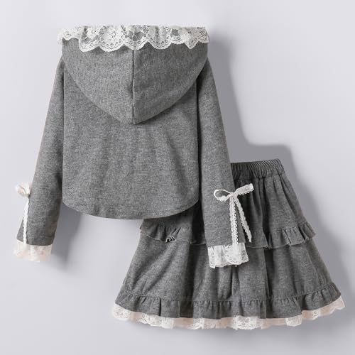 Hoscotch Girls Solid Grey Full Sleeves Skirt Set For Ages (18-24 Months)