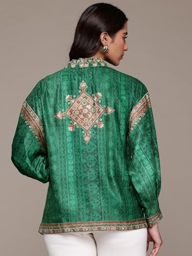 Aarke Ritu Kumar Emerald Green Velvet Shrug