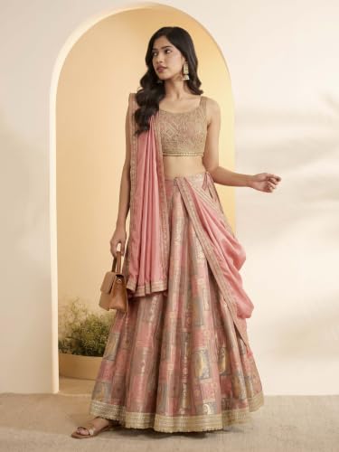 BIBA Silk Solid Kalidar Wedding Blouse With Lehenga And Dupatta