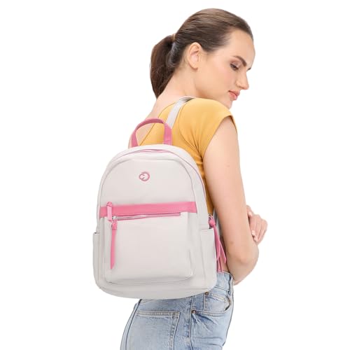 Caprese Sia Fashion Backpack Beige Stylish Backpack with Multiple compartments and Front/Side Pockets, Perfect for College, Travel and Daily use