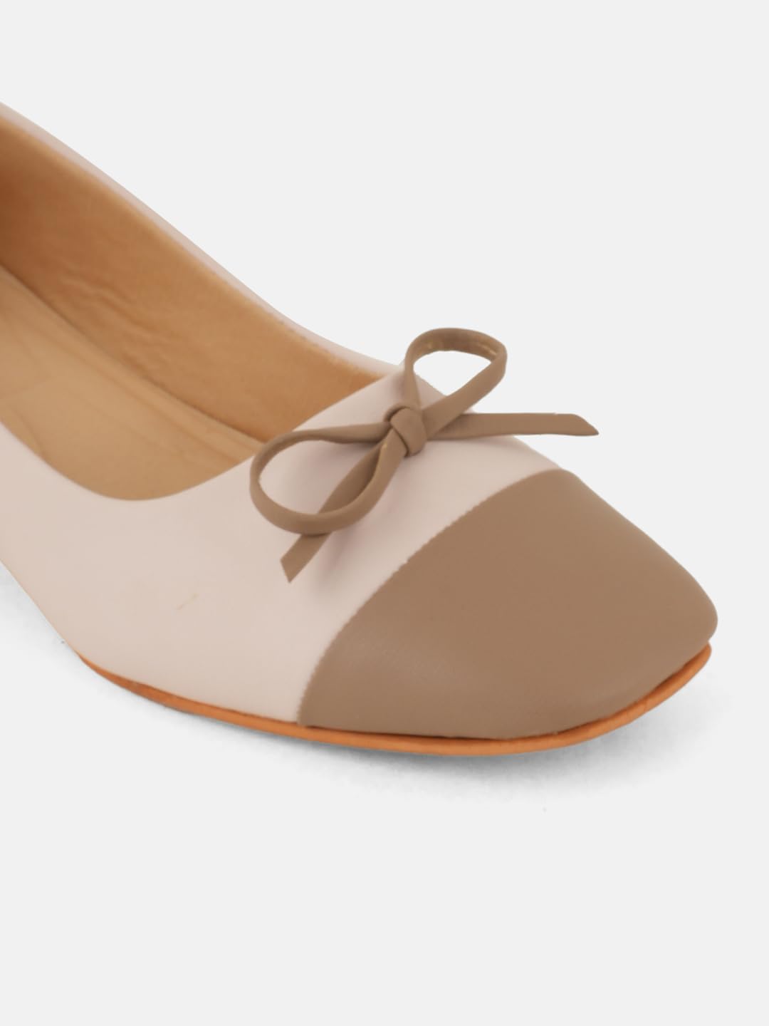 Drop BoldCream Colourblocked Square Toe Block Heel Sandals For Women & Girls