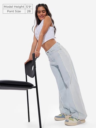 The Souled Store Denim Originals: Iceberg Blue Women and Girls Buttoned Cotton Straight Fit Jeans