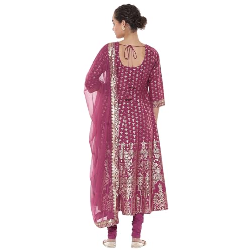 Biba Women Plum Cotton A-Line Suit Set_40