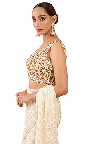 Soch Beige Art Silk Blouse with Embroidery