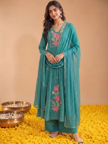 Varanga women's mul chanderi kurta set with chiffon dupatta