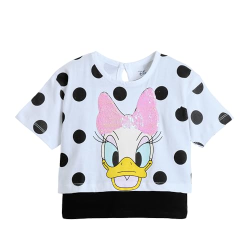 Hopscotch Girls Daisy Polka Dot Sequined T-Shirt in White Color for Age (7-8 Years)