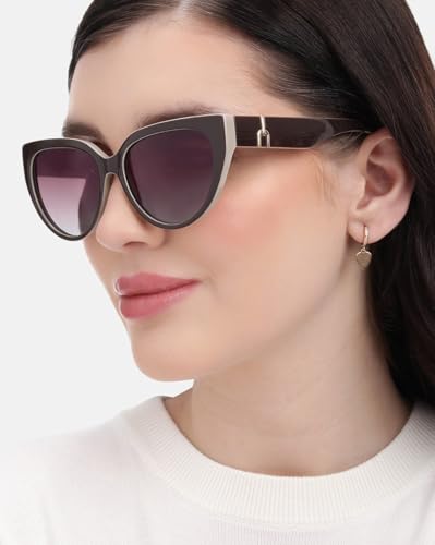 Brown and Beige Toned with Polarised Lens Cat Eye Sunglass for women