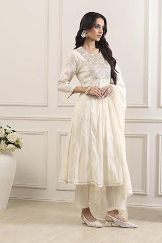 Biba Women Yellow Cotton Gathered Suit Set_34
