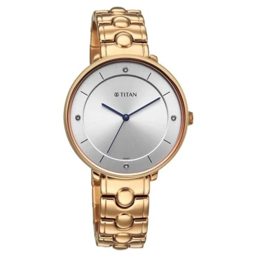 Titan Workwear Quartz Analog Grey Dial Rose Gold Colour Metal Strap Watch for Women