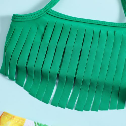 Baby Bucket Girls Stylish Two-Piece Swimsuit| Baby Girl Bikini Swimsuit with Headband - (12 Months-18 Months) - Green