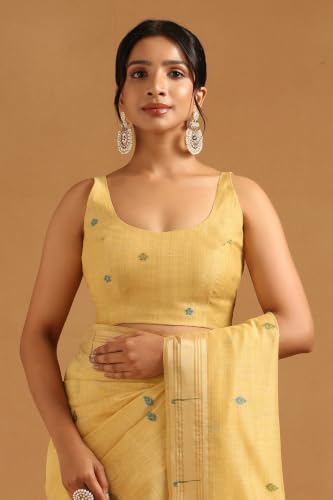 Soch Womens Yellow Chanderi Woven Design Saree