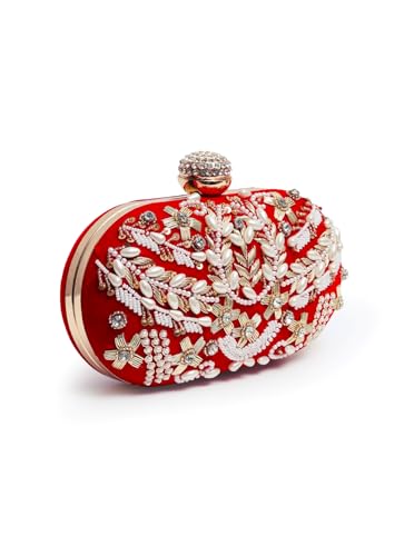 THE TAN CLAN Elizah Zarozi Hand Embroidered Clutches for Women Purses Luxury Evening Handbags for Ladies